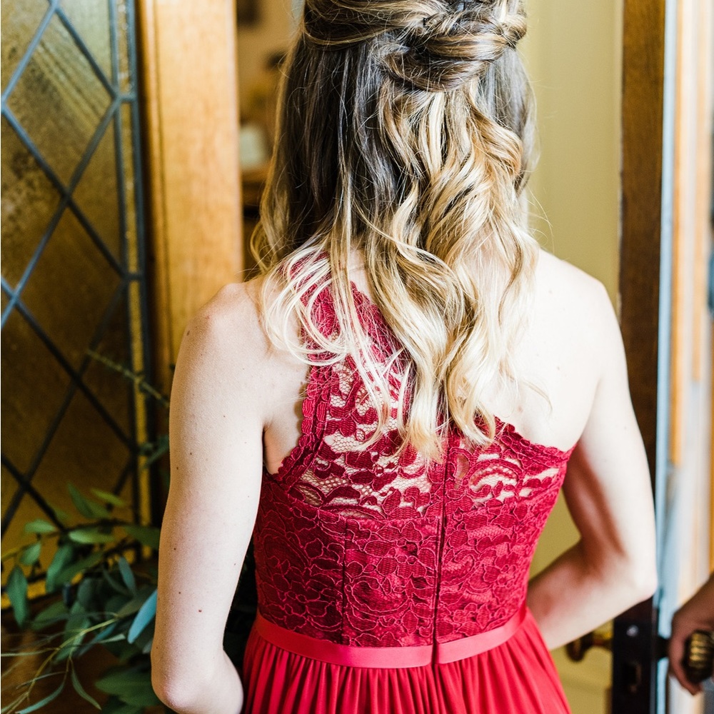 David’s Bridal One Shoulder Apple Bridesmaid Dress
